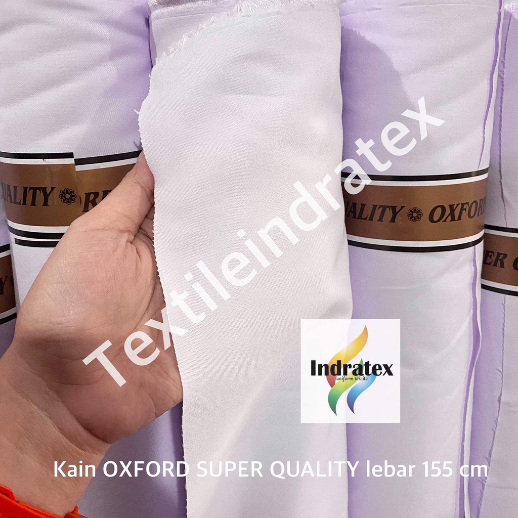 ( per setengah meter ) Kain katun OXFORD SUPER QUALITY putih tebal meteran lebar 155 cm bahan baju kemeja hem seragam sekolah kerja masker pakaian dinas PDH PDL celana rok jumpsuit baju perawat suster printing sublime sublim sablon dekorasi dekor