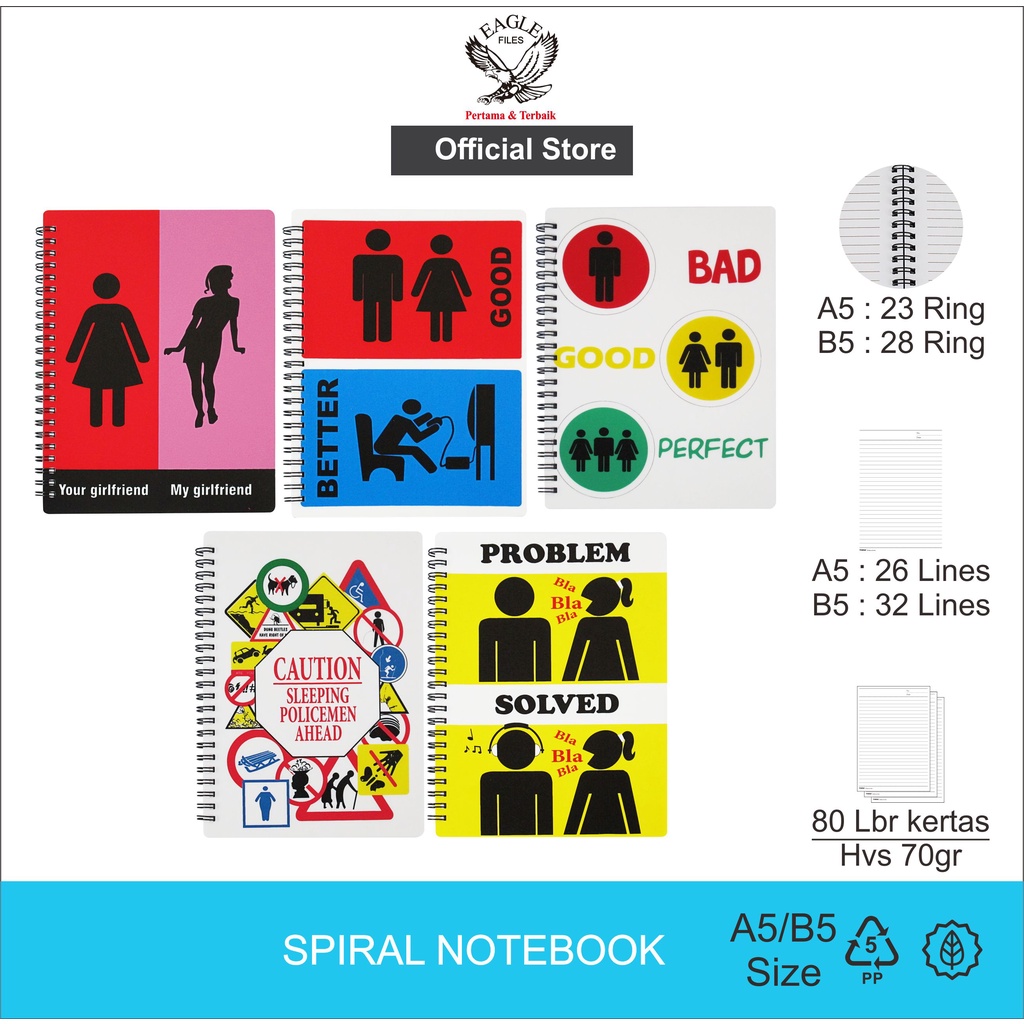 

TOMEX Notebook Spiral / Buku Tulis Buku Catatan Diary Notebook Spiral A5 / B5 80 Lembar