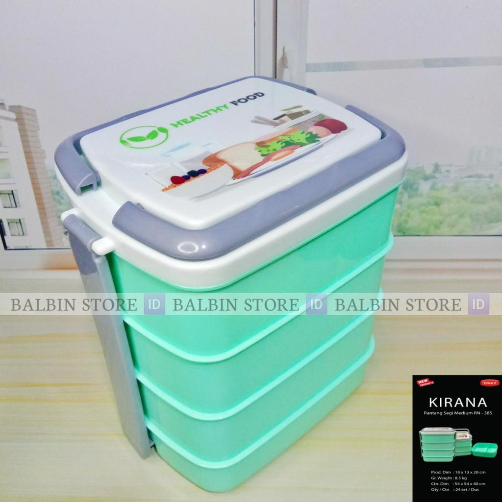 RANTANG SEGI MEDIUM EMPAT SUSUN HEALTHY FOOD - WARNA TOSCA DAN PINK - C.O.D ( BAYAR DI TEMPAT ) BALBIN STORE