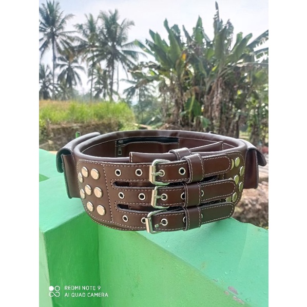 Ikat Pinggang/Sabuk Jawara Kulit Asli 3 Gesper