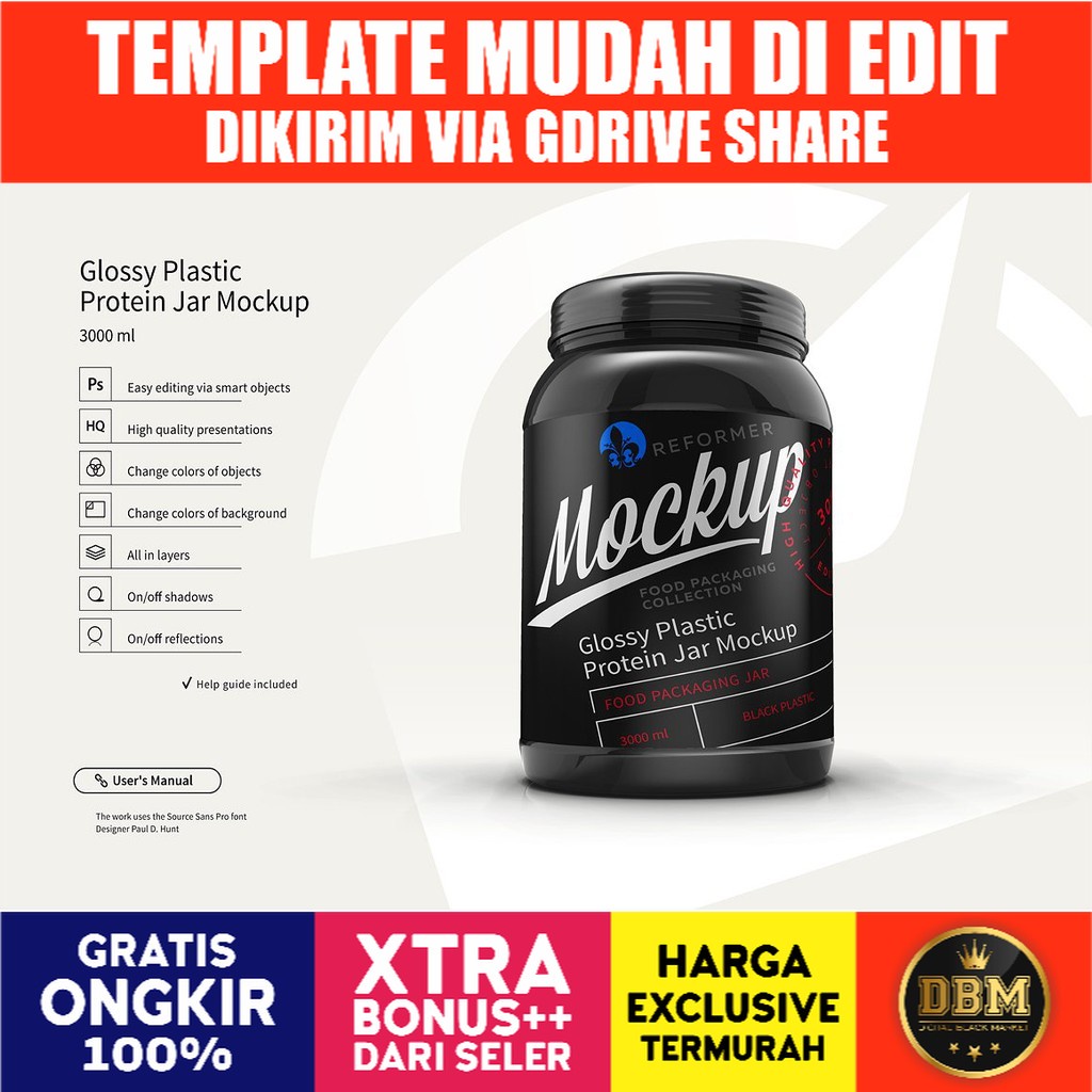 Plastic Protein Jar 2 Mock-Ups Files - Adobe Photoshop