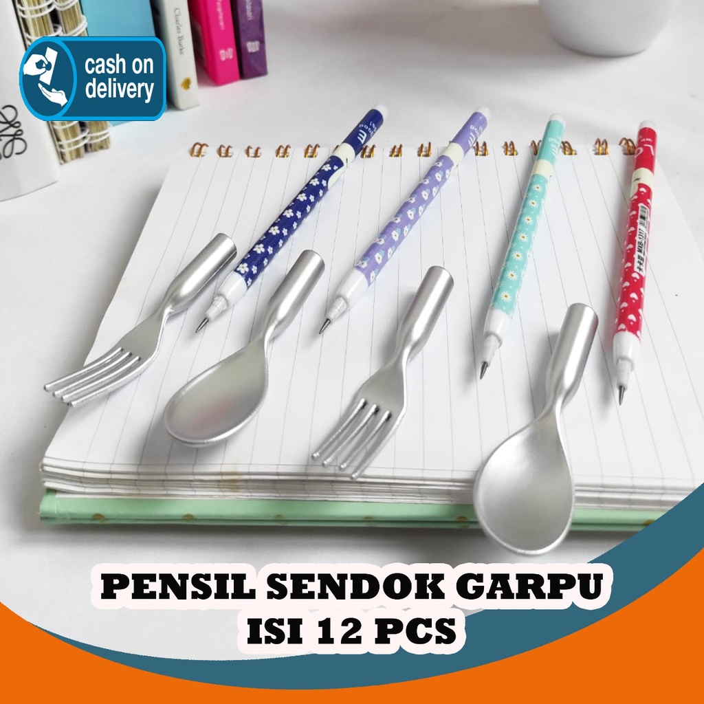 

SELUSIN PENSIL SENDOK GARPU ISI 12 PCS UNIK PENSIL SUSUN BENSIA PELURU PENCIL REFILL UNIK