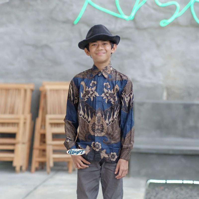 Baju batik anak laki-laki lengan panjang umur 2-13 tahun bisa buat sekolah hari batik