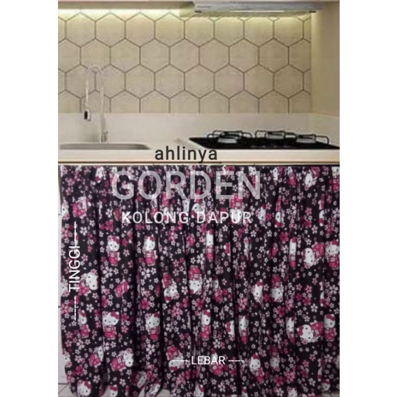 Gorden Kolong Dapur Karakter/Hello Kitty Sakura Jepang/Bisa Custom