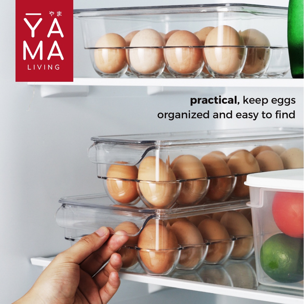 YAMA MARU Egg Storage Kotak Penyimpanan Telur Container Kulkas Akrilik Egg Shelf Organiser Box Telur Acryllic Isi 14 21