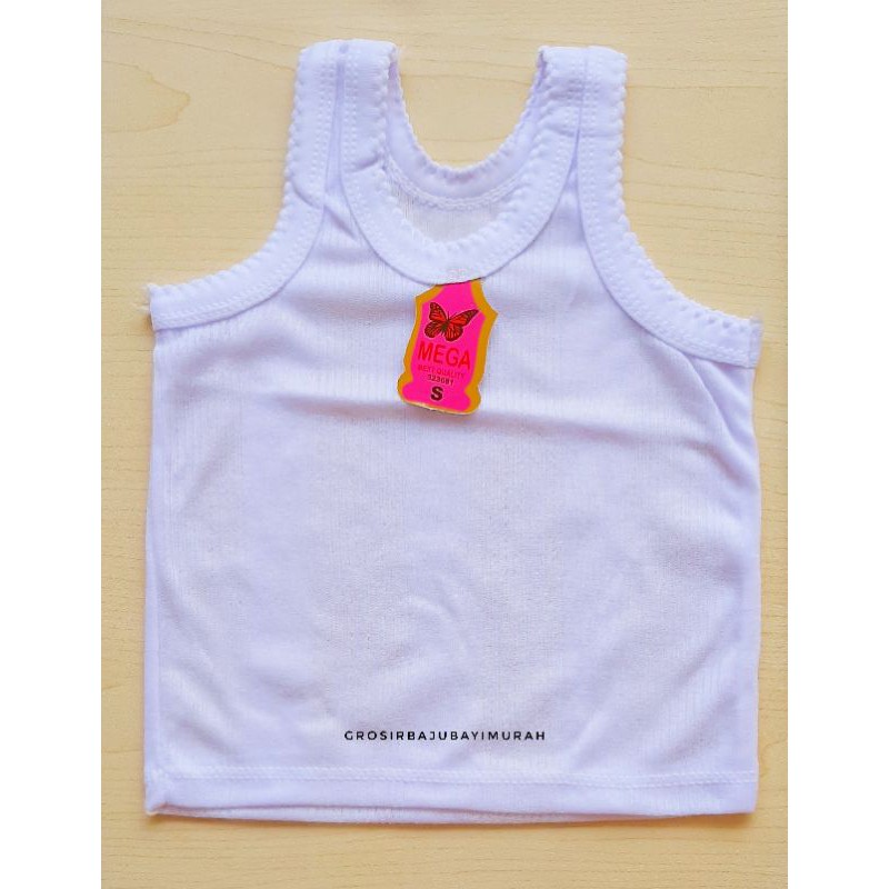 1 LUSIN singlet bayi PUTIH  MEGA size S grosir isi 12 pcs