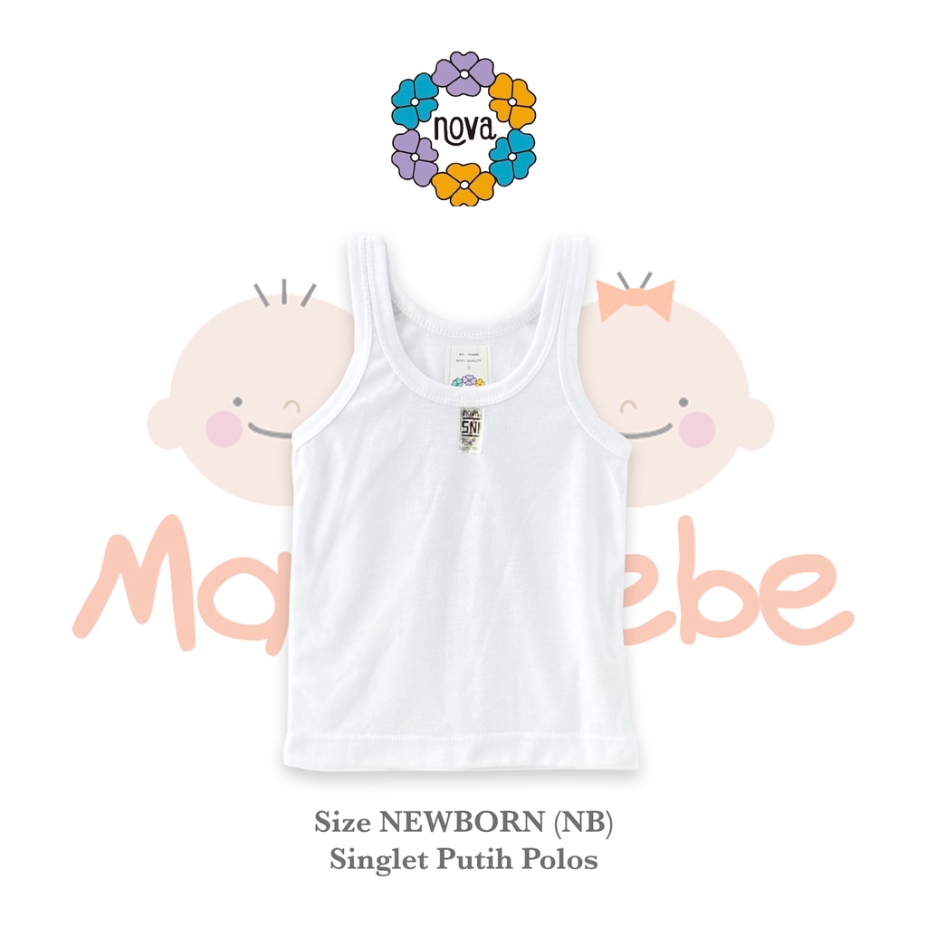 [Size Newborn] Nova Baby Singlet Putih Polos Kaos Dalam Bayi