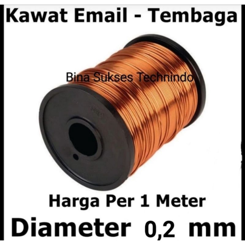 Kawat Tembaga Email ukuran 0,2mm 0.2 MM enamel wire Cooper per Meter