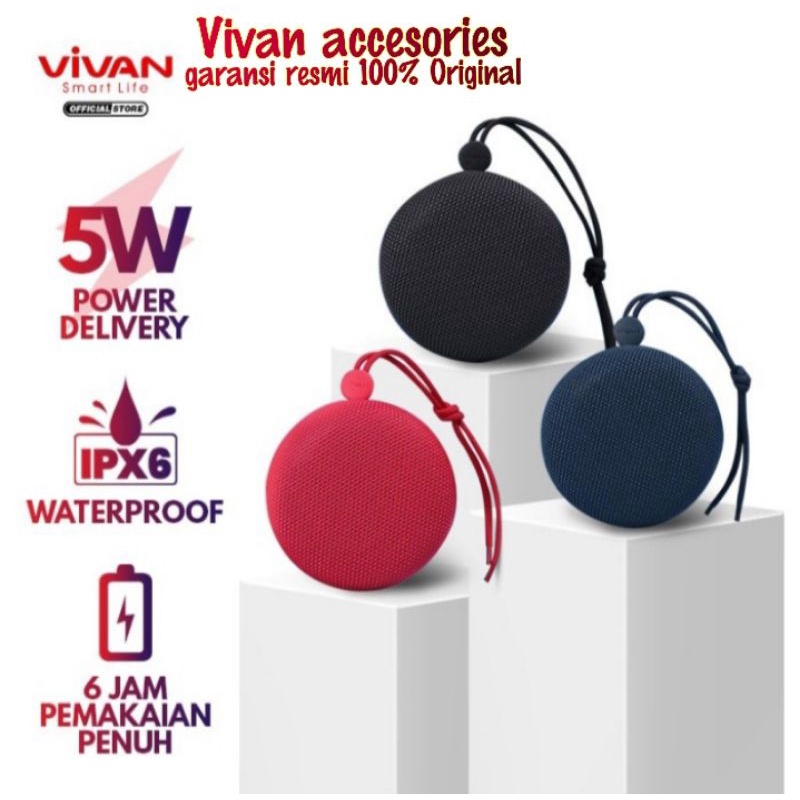 Vivan Speaker Bluetooth Vivan VS2 Portable Mini Wireless Outdoor Waterproof