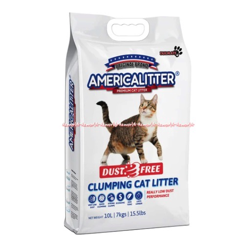 Americalitter Dust Free 10L Clumping Cat Litter America litter Pasir Kucing Bebas Debu Mengontrol Bau Tidak Sedap 10 Litter