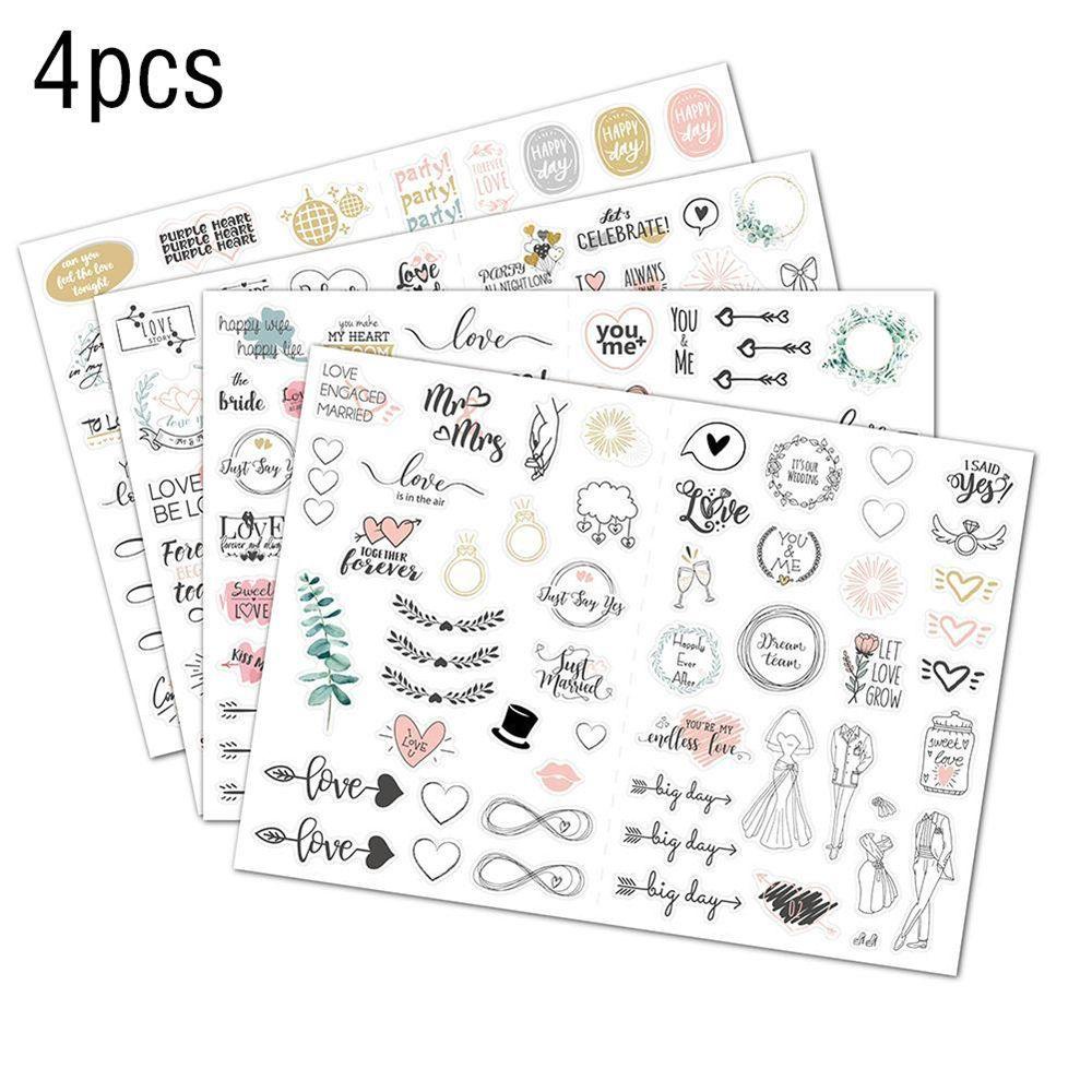 R-flower 4PCS Stiker Wedding Bliss PVC Engagement Love Sticker Anti Air