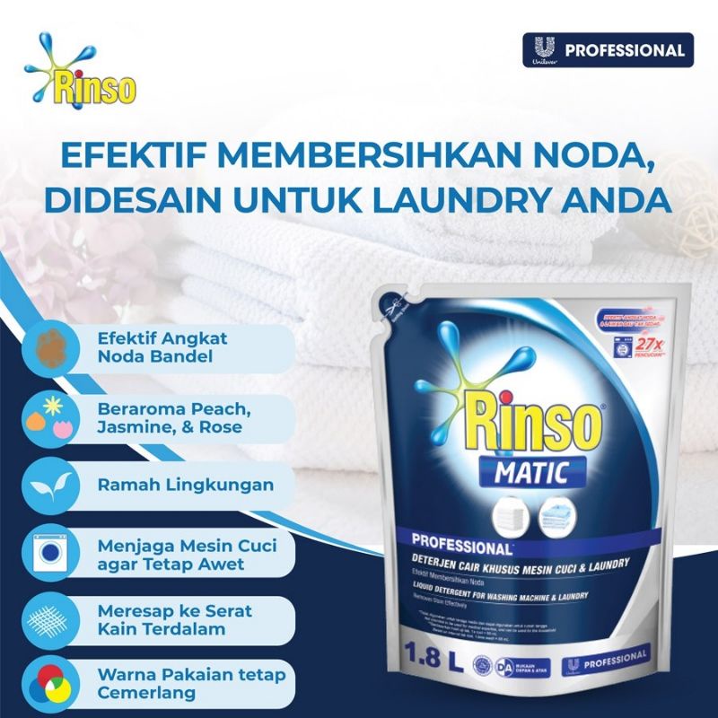 RINSO MATIC DETERJEN CAIR KONSENTRAT SABUN CUCI BAJU DETERJEN MESIN CUCI TOP LOADING &amp; FRONT LOADING