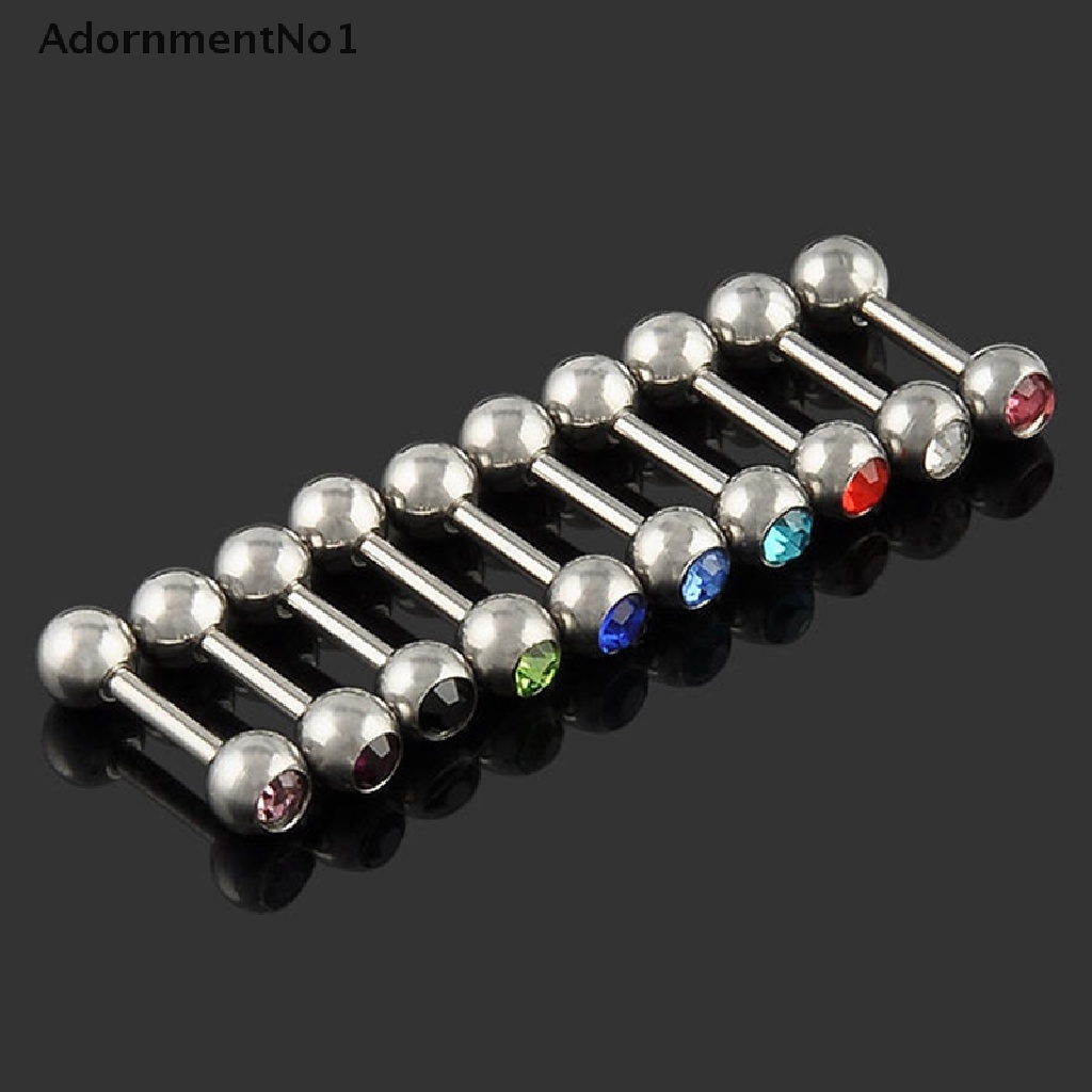 (AdornmentNo1) 10pcs / Lot Anting Tindik Lidah Bentuk Barbel Bahan Stainless Steel