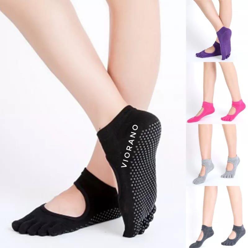 Kaos Kaki Wanita Yoga Anti Licin Model Jari Terbuka Cocok Untuk Pilates Senam Gym Balet / Kaus Kaki Jari Lima Anti Slip Yoga Socks Import