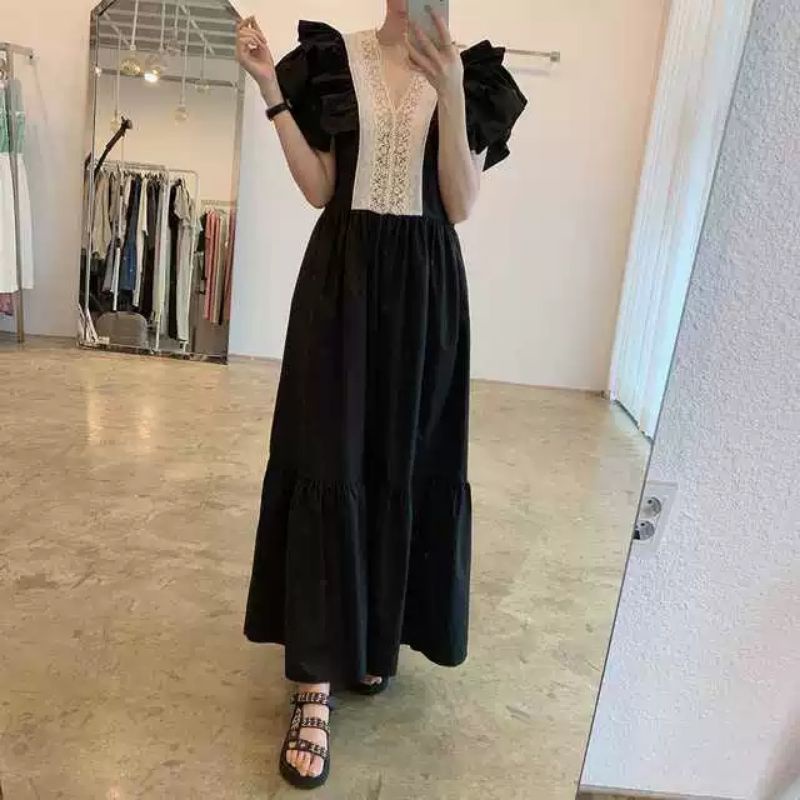 MDLV ~ 88990# Algeria Boho Maxi Dress Premium Long Dress Fashion Import