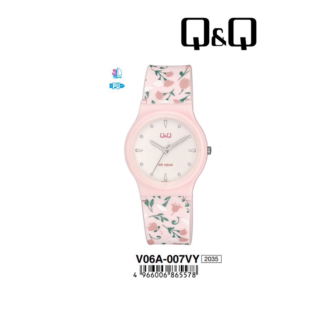 SALE Jam Tangan Wanita Casual Rubber Motif Analog Original Q&amp;Q QNQ QQ V06A Series