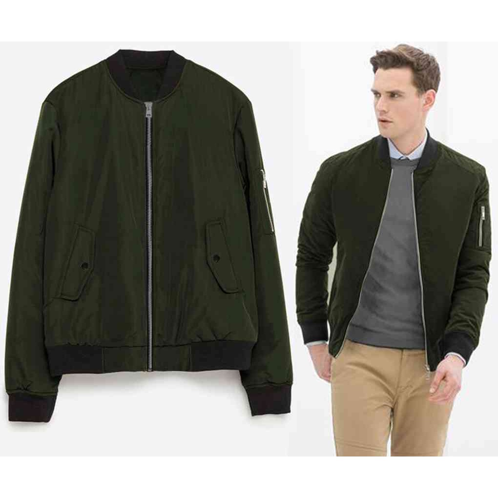 [Jaket Bomber Hijau Army LO] Jaket Pria Babyterry Hijau