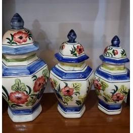 [KODE PRODUK PRSCY4789] porselen guci set (besar+sedang+kecil) keramik unik untuk hiasan dan pajanga