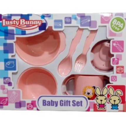 TEMPAT MAKAN BAYI FEEDING SET 5IN1 LUSTY BUNNY ALAT PERALATAN MAKAN BAYI SET LUSTYBUNNY - 1419 LB1383 LB1363