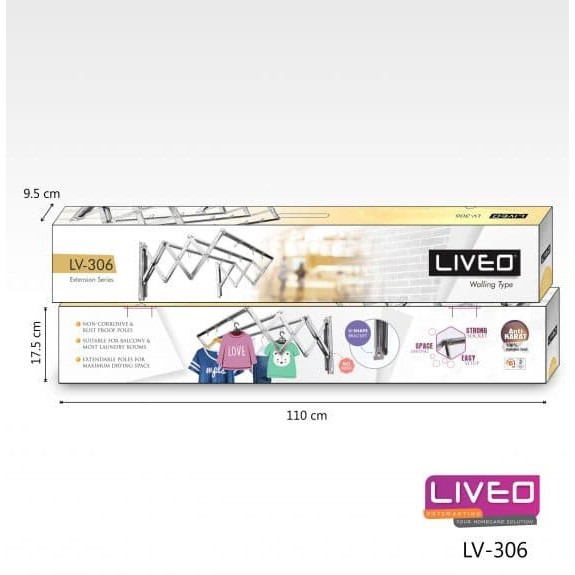 Jemuran Dinding Lipat Liveo - LV 306 Stainless Steel