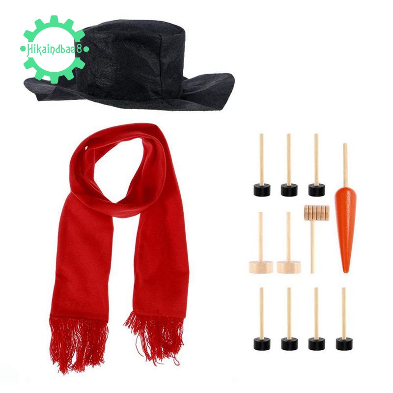 Snowman Decorating Kit Hat Scarf Pipe Eyes Mouth Button Nose 13pcs