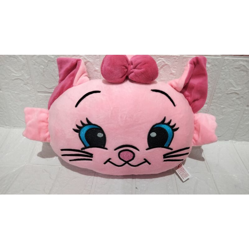 boneka bantal kepala kucing pink