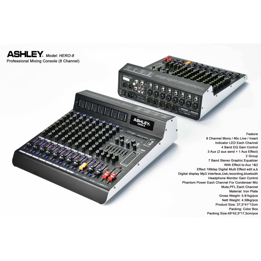 MIXER AUDIO ASHLEY HERO 8  ORIGINAL HERO8 CHANNEL