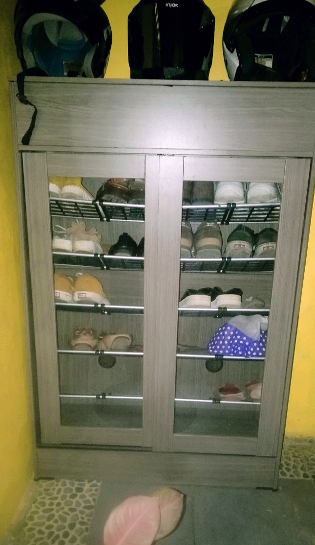 Rak Lemari Sepatu Sliding Putih Glossy - Bandung Saja