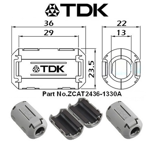 Magnet TDK Original Tipe ZCAT 2436 1330 A Ferrite kabel busi 11-14mm Tdk Injektor Coil Busi 2436-133