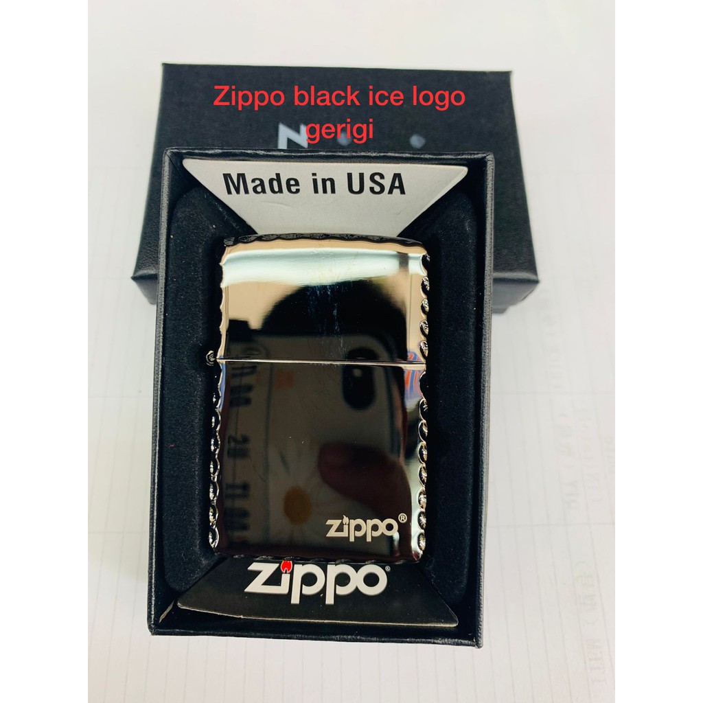 KOREK API ZIPPO BLACK ICE GRADE ORI MODEL MOTIF