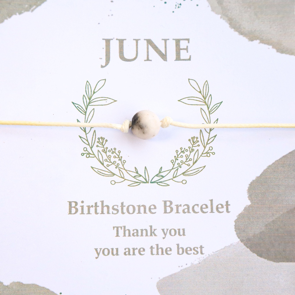 Gelang Bulan Lahir Birthstone Bracelet Manik Batu Vintage Style Simple Minimalist Stone Month Tali Korea Anti Air Satin Super Lembut Bisa Untuk Couple bestie aesthetic Free Card dan box Viral Unisex