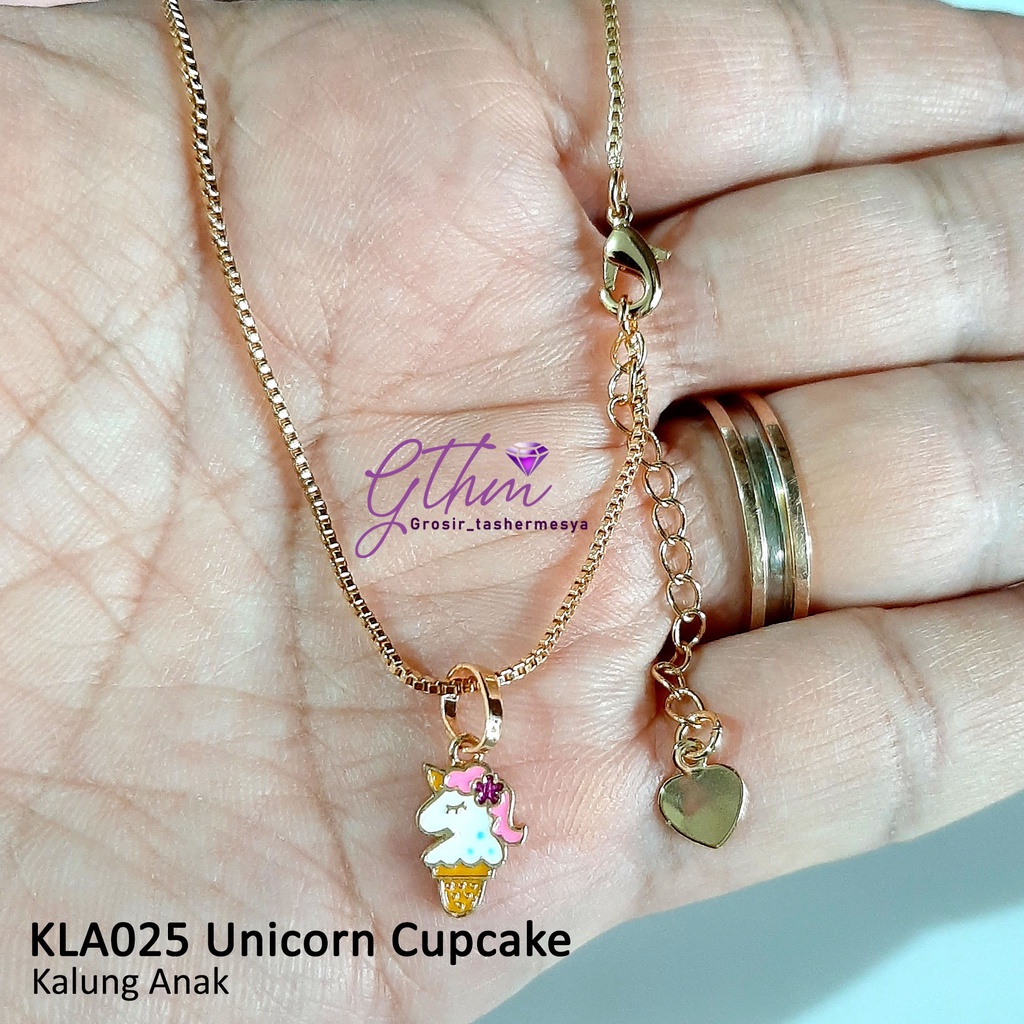 kalung anak unicorn kuda poni KLA020PINK keren kiyut lapis emas 18k titanium xuping awet