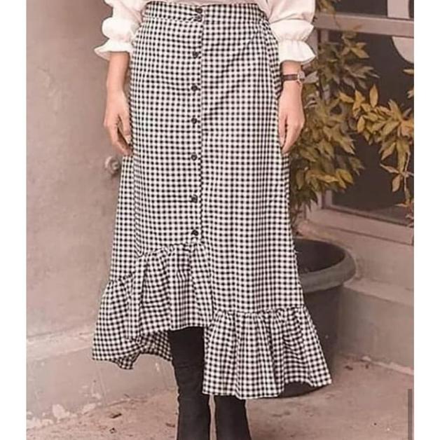 ROK ZARA TARTAN RUFFLE / ROK PANJANG RUFFLE KOTAK / ROK RUFFLE TARTAN