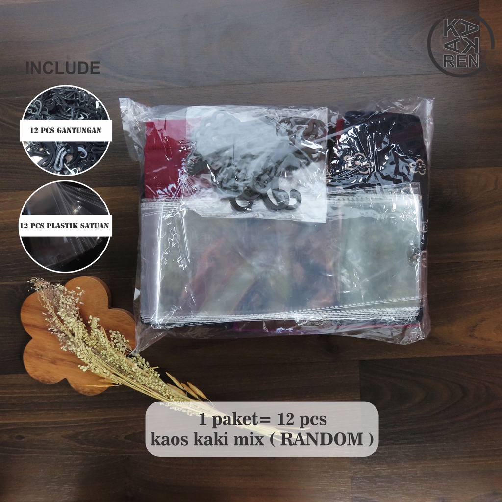 Kakaren Paket Kaos Kaki Motif Bunga Warna Tua Ukuran L Mix 12