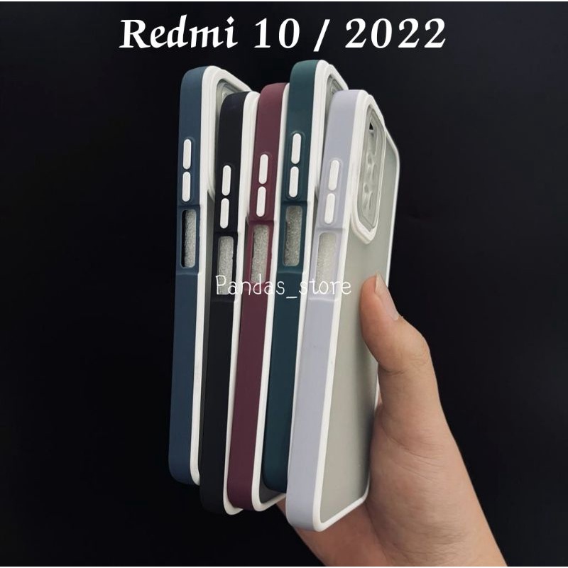 Pro Hybird Redmi 10 , Redmi 10 2022 Softcase Halus dan Elegan / Pinggiran Garis Putih Keren (Pandas)