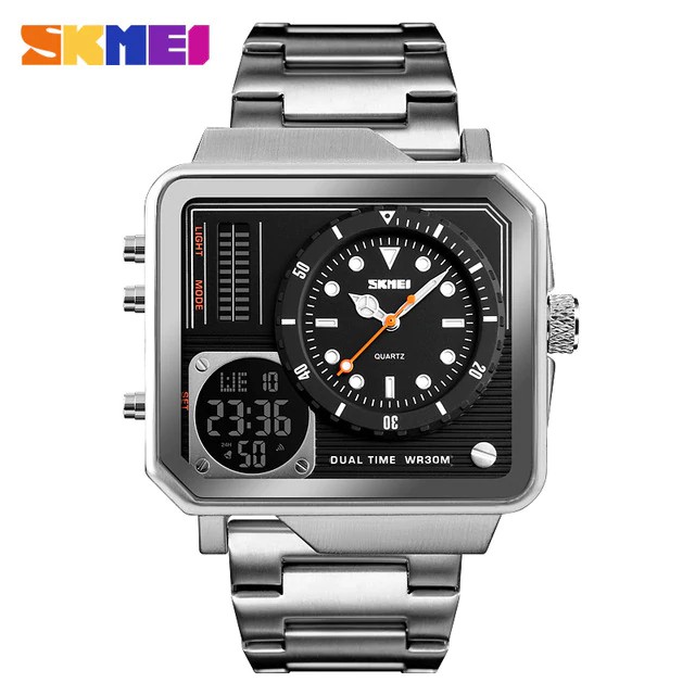 SKMEI 1392 Jam Tangan Pria Digital Analog Tali Stainless WATCHKITE WKOS