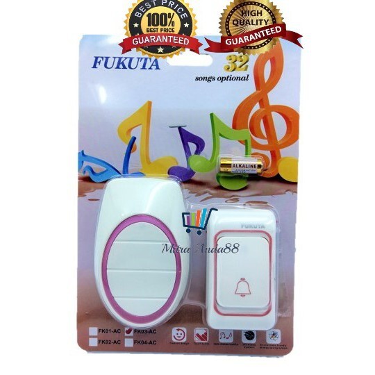 Bel Rumah Pintu Door Bell Wireless FUKUTA Bel Bell Pintu Rumah Kantor Tamu Wireless Tanpa Kabel Nirkabel