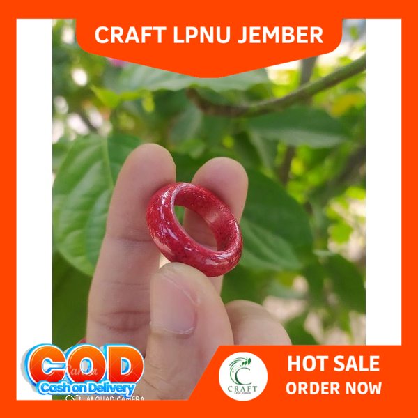 Cincin Red coral/batu marjan original