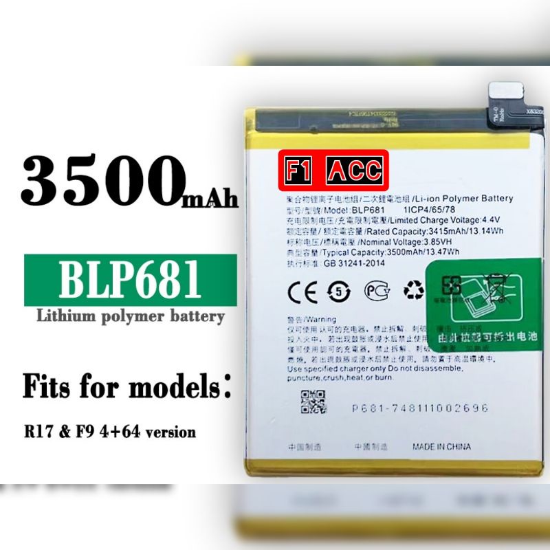 Baterai Oppo BLP681 F9 Pro R17 Baterai Oppo F9 R17 Blp681 Baterai Oppo Original