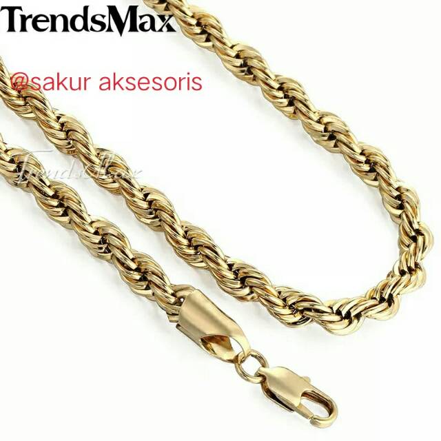 Kalung titanium tambang besar 0.8 / 1.0 warna emas - kalung pria & wanita