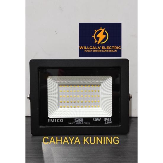 LAMPU SOROT LED 50W EMICO CAHAYA KUNING 3000K