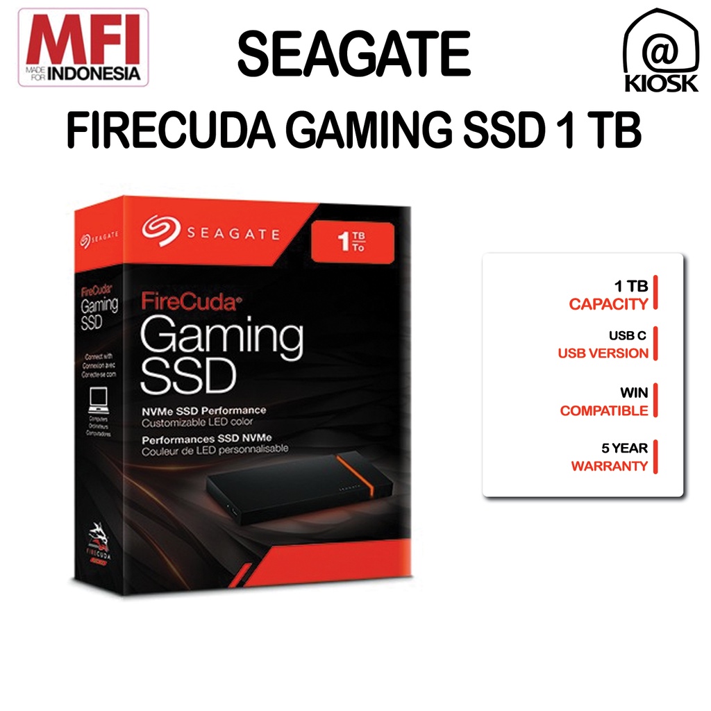 Seagate Firecuda Gaming SSD 1TB / External SSD USB-C / Garansi 5 Tahun