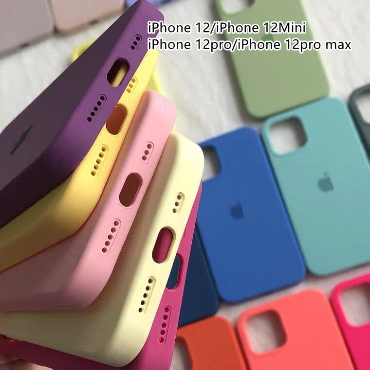 Pelindung Kasus Bahan Silikon Logo Untuk Iphone 12 Pro Max 12 Mini