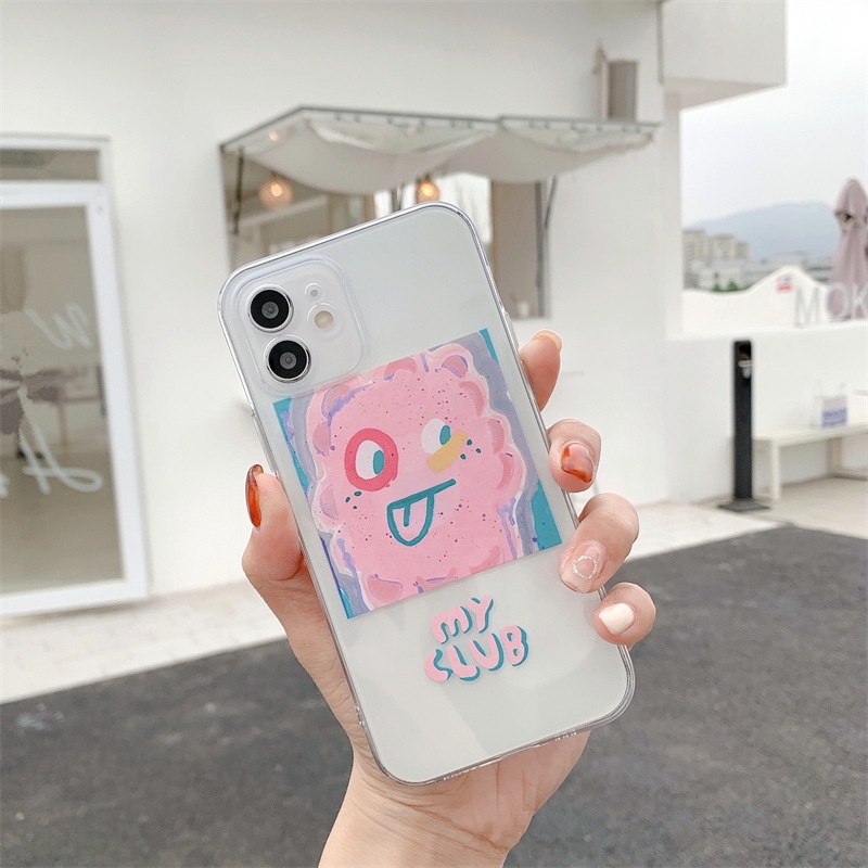 Soft Case Pelindung Desain Kartun Monster Pink Untuk Iphone 6 6s 7 8 PLUS X XR XS 11 12 13 MINI PRO MAX SE 2020