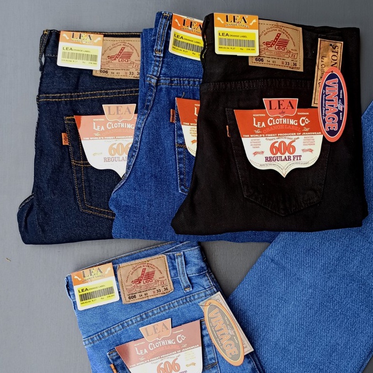 CELANA JEANS PRIA LEA STANDAR REGULER PREMIUM 28 sampai 38 bisa COD Hitam garment, Biru muda, Biru