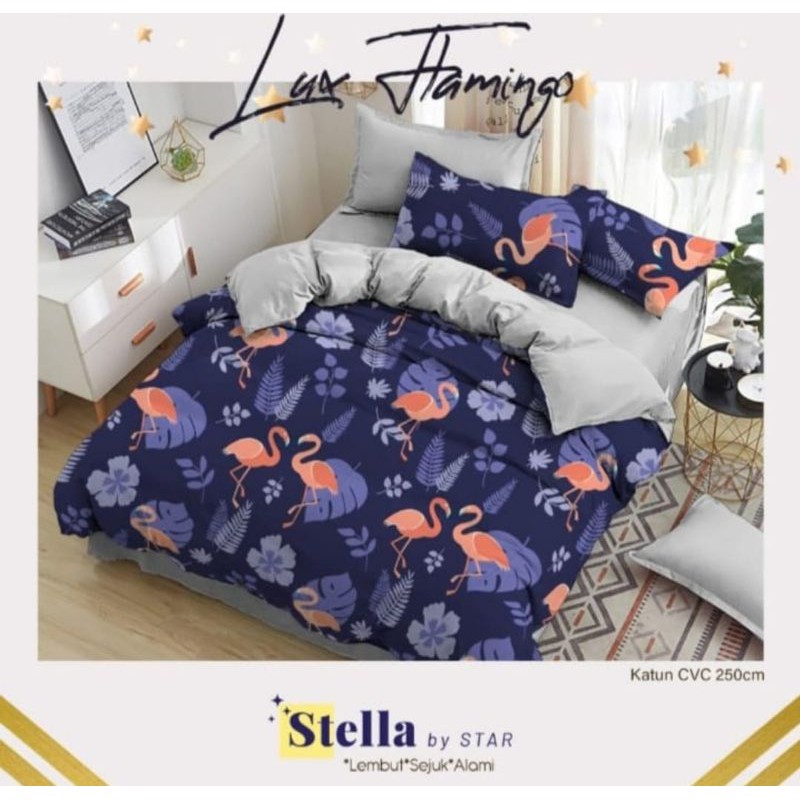 Kain Bahan Sprei Meteran Katun Stella Motif Lux Flamingo