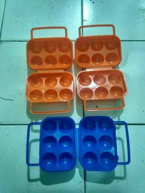 tempat penyimpanan telor camping isi 6 kotak telor egg holder anti pecah isi 6