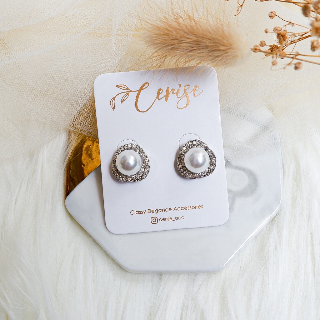 Sylvania Earrings | Anting tusuk mutiara korea emas silver aksesoris wanita cantik mewah stylish