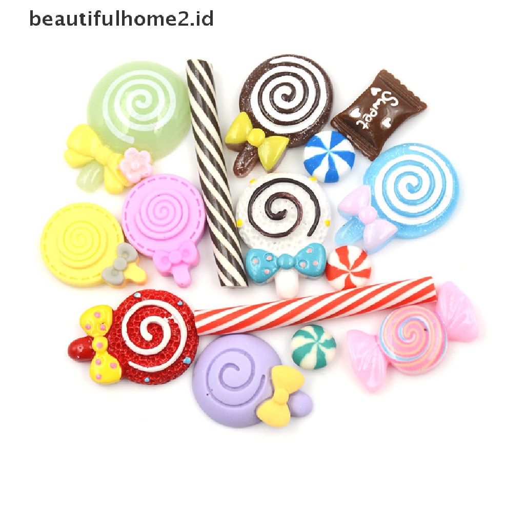 (Beautifulhome2) Buku Literatur Bahasa MandarinId) 10pcs / set Miniatur Permen Lolipop Bahan Resin Untuk Aksesoris Handphone / Rumah Boneka Diy