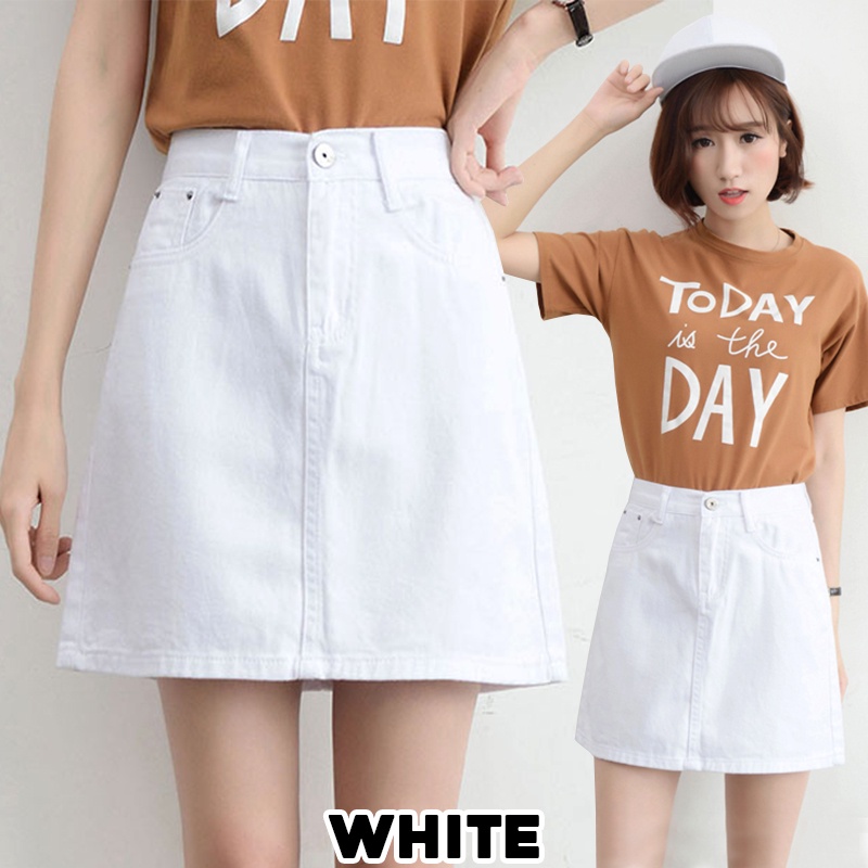 KARAKOREA 6153 Momoland Denim Skirt Rok Jeans Rok Mini Rok Pendek/Rok jeans wanita/Rok Jeans Korea/Rok wanita